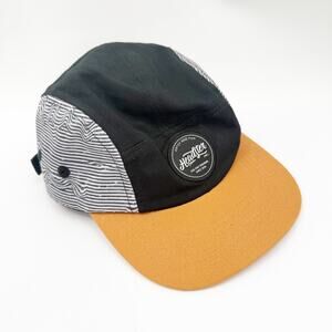 Headster Kids Hat 52cm 2/7 Years Lineup Five Boys 5 Panel Cap Stripe B&W Cotton